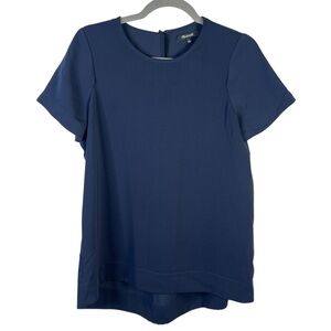 Madewell Navy Blue Short Sleeve Blouse Size Small Minimalist Neutral Top